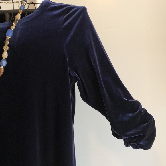 2pc Susan Graver Navy Blue Velour Velvet Jacket & matching Dress. Gorgeous se - Picture 4 of 10